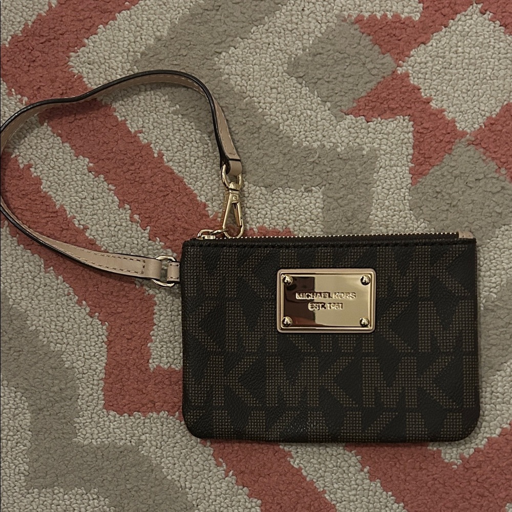 Michael Kors Dark Brown and Gold Wristlet